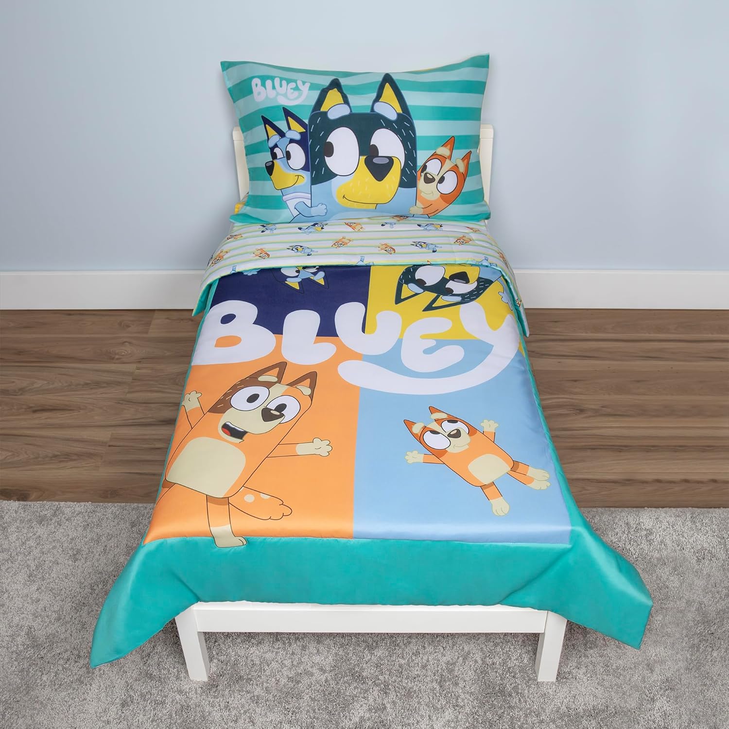 Bluey 4 Piece Toddler Bedding Set for Boys and Girls Bed