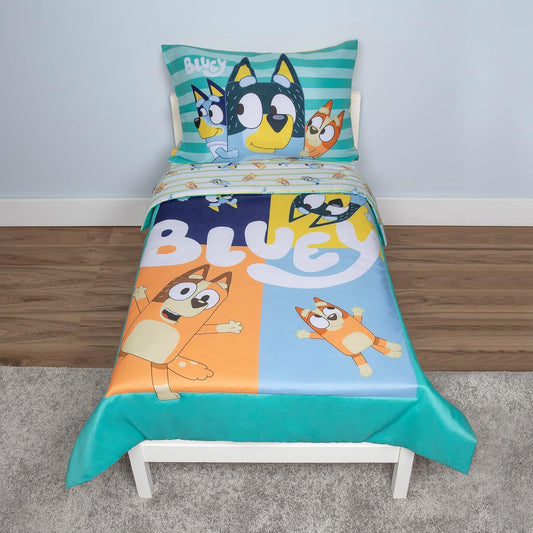 Bluey 4 Piece Toddler Bedding Set for Boys and Girls Bed