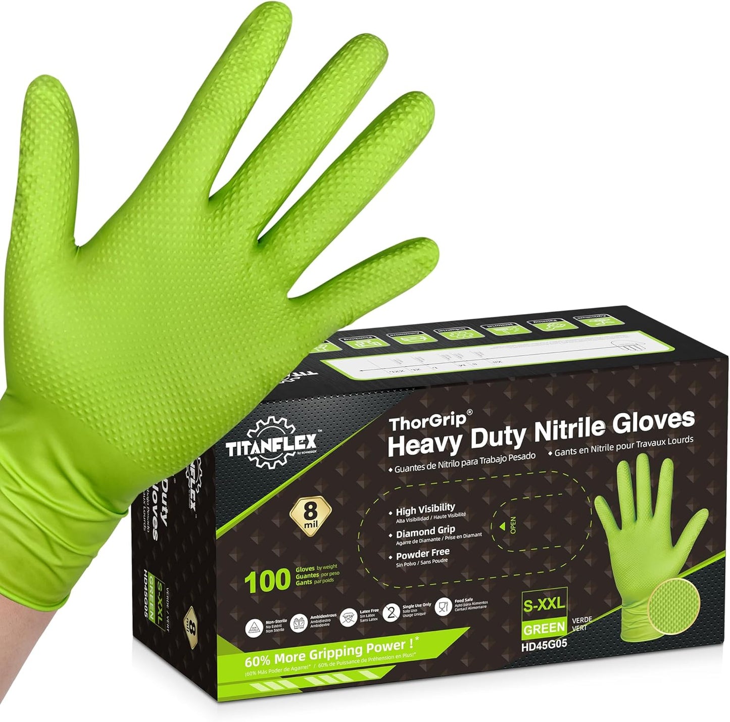 Schneider Nitrile Gloves: 8-mil Heavy Duty Grip