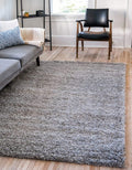 Unique Loom Solid Shag Area Rug 10 ft x 13 ft - Cloud Gray