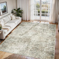 6x9 Area Rugs for Living Room Washable Abstract Beige Brown - Low Pile