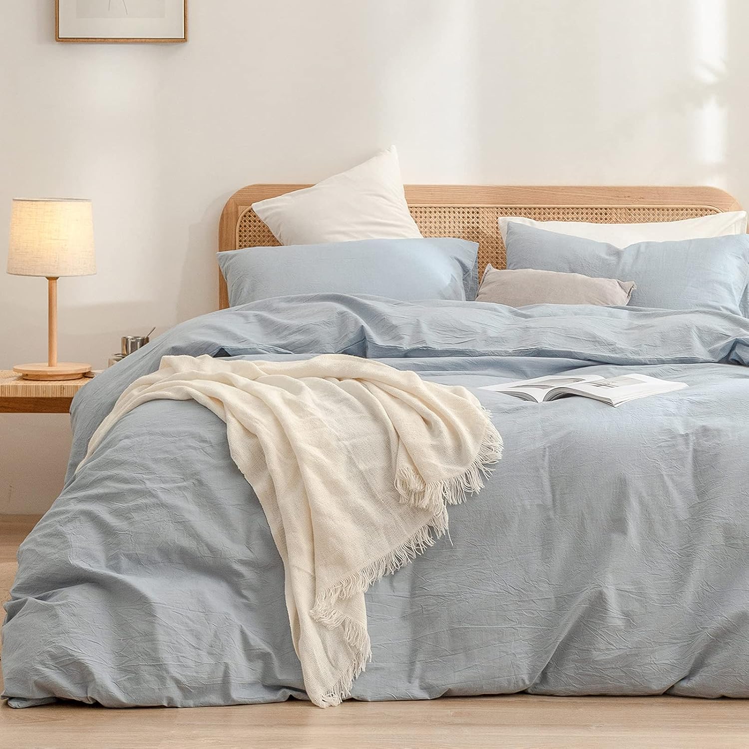 BESTOUCH Duvet Cover Set in Cornflower Blue for Super King Beds
