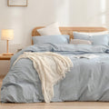 BESTOUCH Cornflower Blue Washed Cotton Duvet Cover Set - Oversized