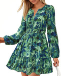Fall Dresses for Women 2025 Long Sleeve Elastic Waist Mini - Boho