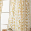 Floral Curtains 63 in Golden Yellow Vine Patterned Drapes - Airy