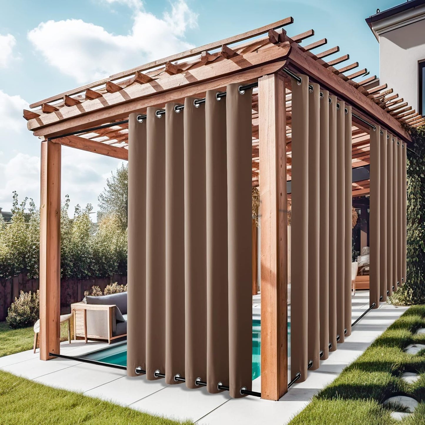 NICETOWN Outdoor Patio Curtains for Windproof Waterproof Privacy
