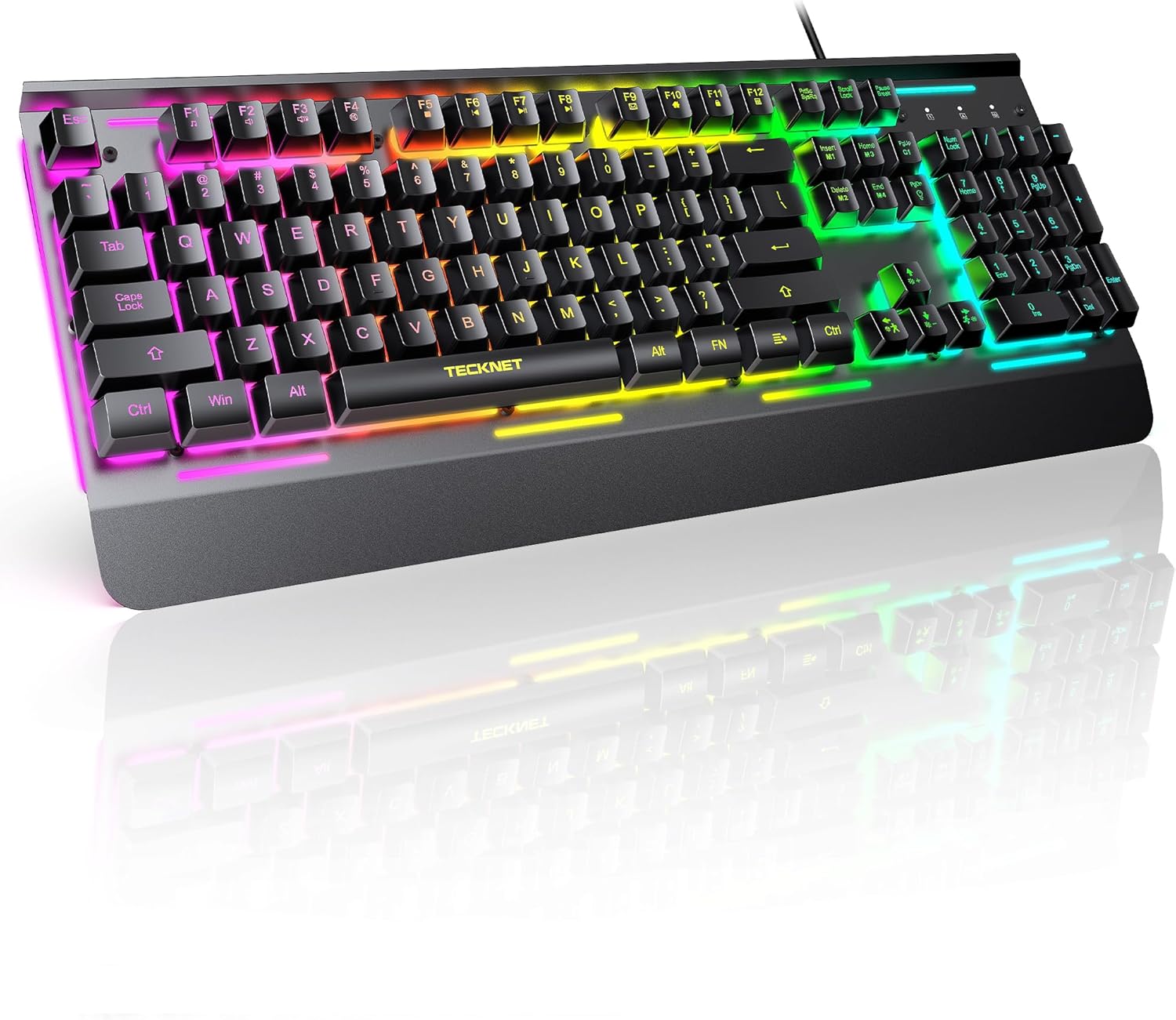 TECKNET Wired Gaming Keyboard with 7-Color Backlit Modes