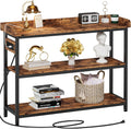 Console Table with Charging Station and Adjustable Height - Rustic