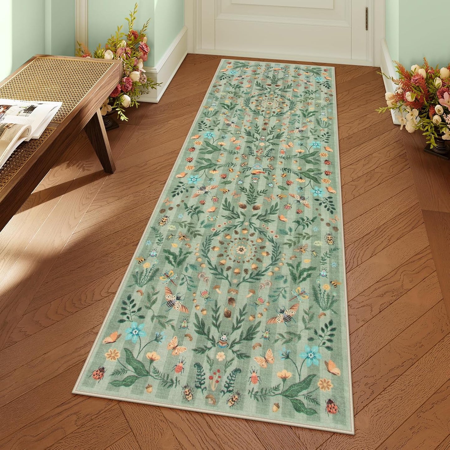 Lahome Insect Botanical 2x6 Rug Runners for Hallways Non Slip