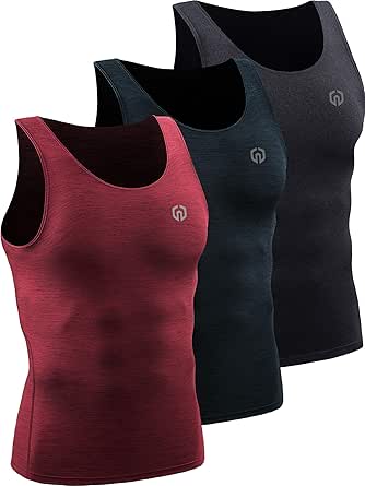 NELEUS Men's 3 Pack Dry Fit Compression Tank Top for Active Wear
