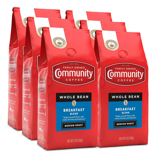 72oz Community Coffee Breakfast Blend Whole Bean x6