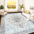 Istana 9x12 Area Rug - Foldable Washable Blue Rug for Living Room