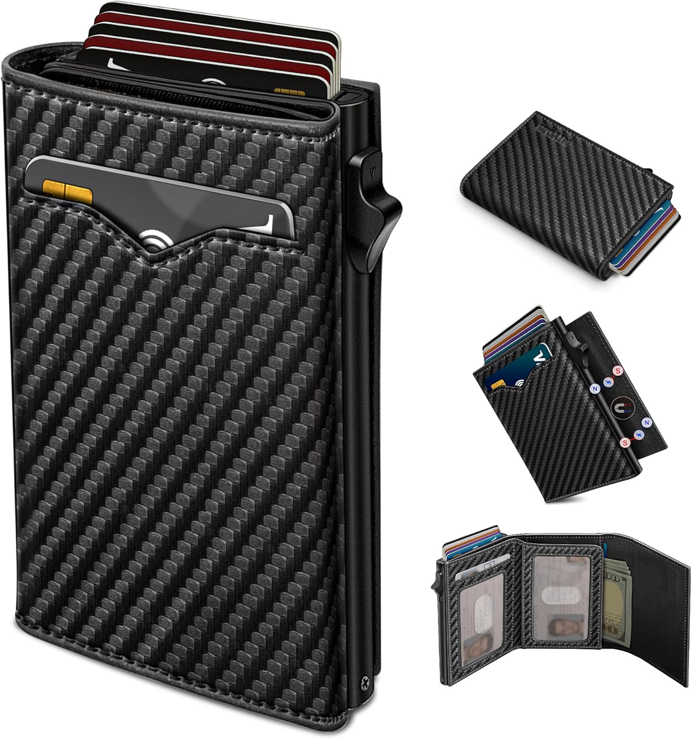 Smart Slim Pop Up Credit Card Holder Wallet for Men with RFID