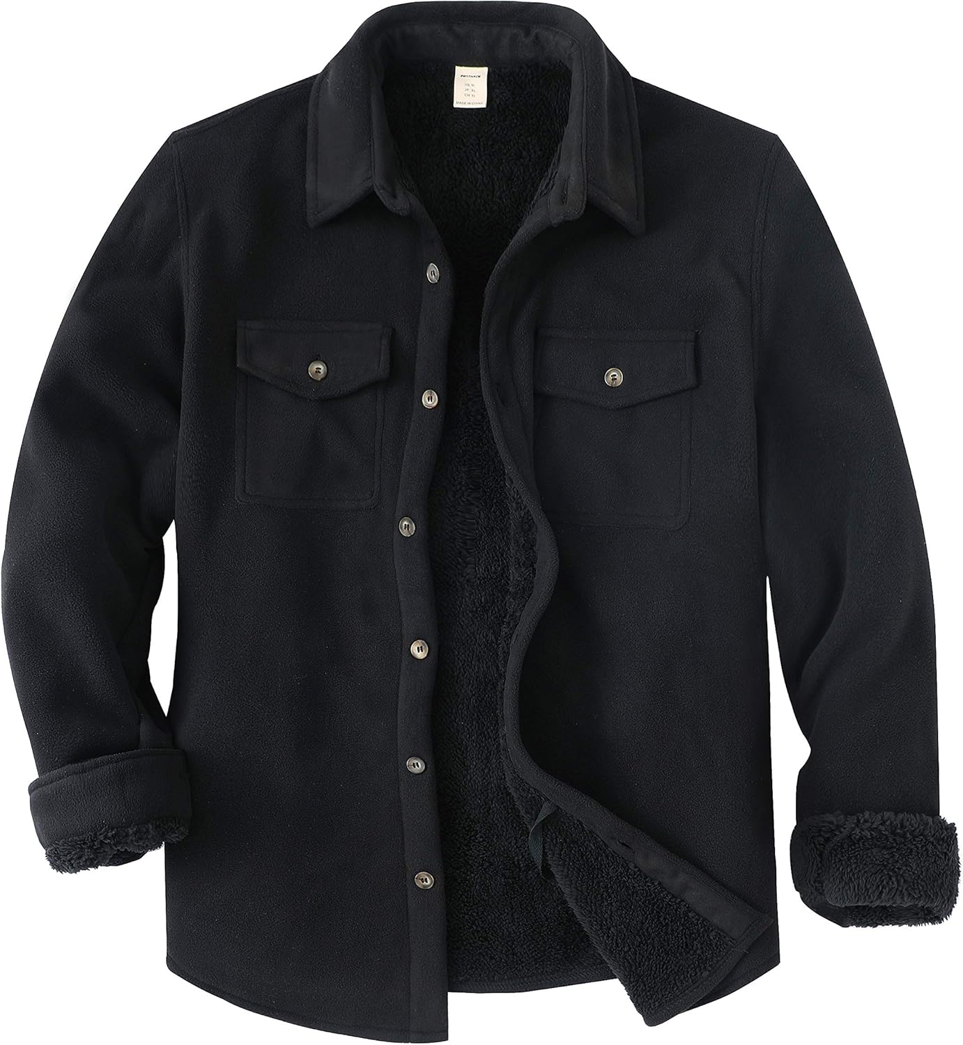 Men's Warm Sherpa Lined Fleece Plaid Flannel Shirt Jacket