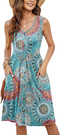 Women Sleeveless Swing Midi Dress - Soft Button-Down Casual Fit