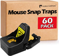 Mouse Traps Indoor for Home 60 Pack - Quick-Set Reusable Snap Traps