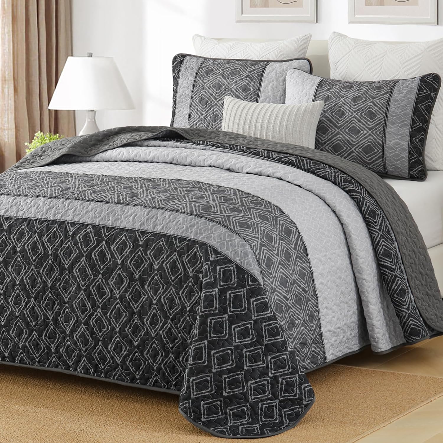 Cottolester Boho Quilt Set Queen Size Soft Microfiber Bedding