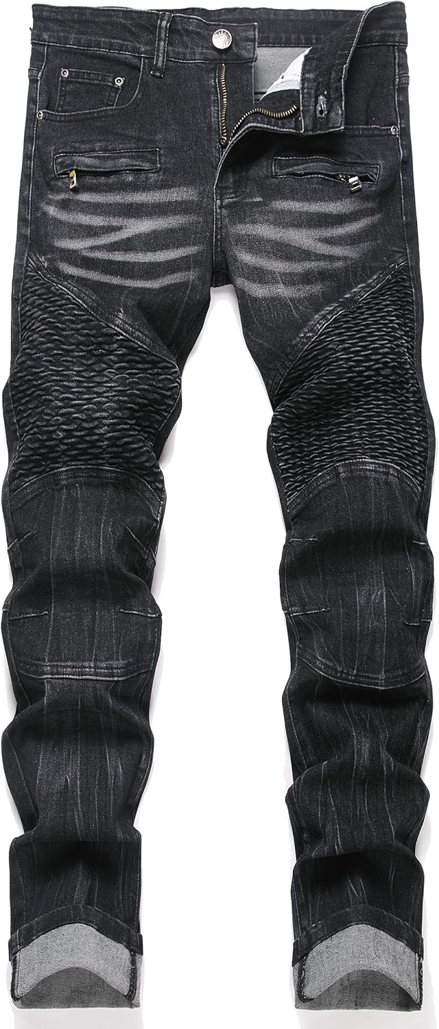 RXXKKK Men's Classic Zipper Biker Regular Fit Flex Jean Review