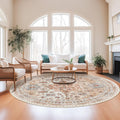 8ft Round Rugs for Living Room - Washable Non-Slip Vintage Rug
