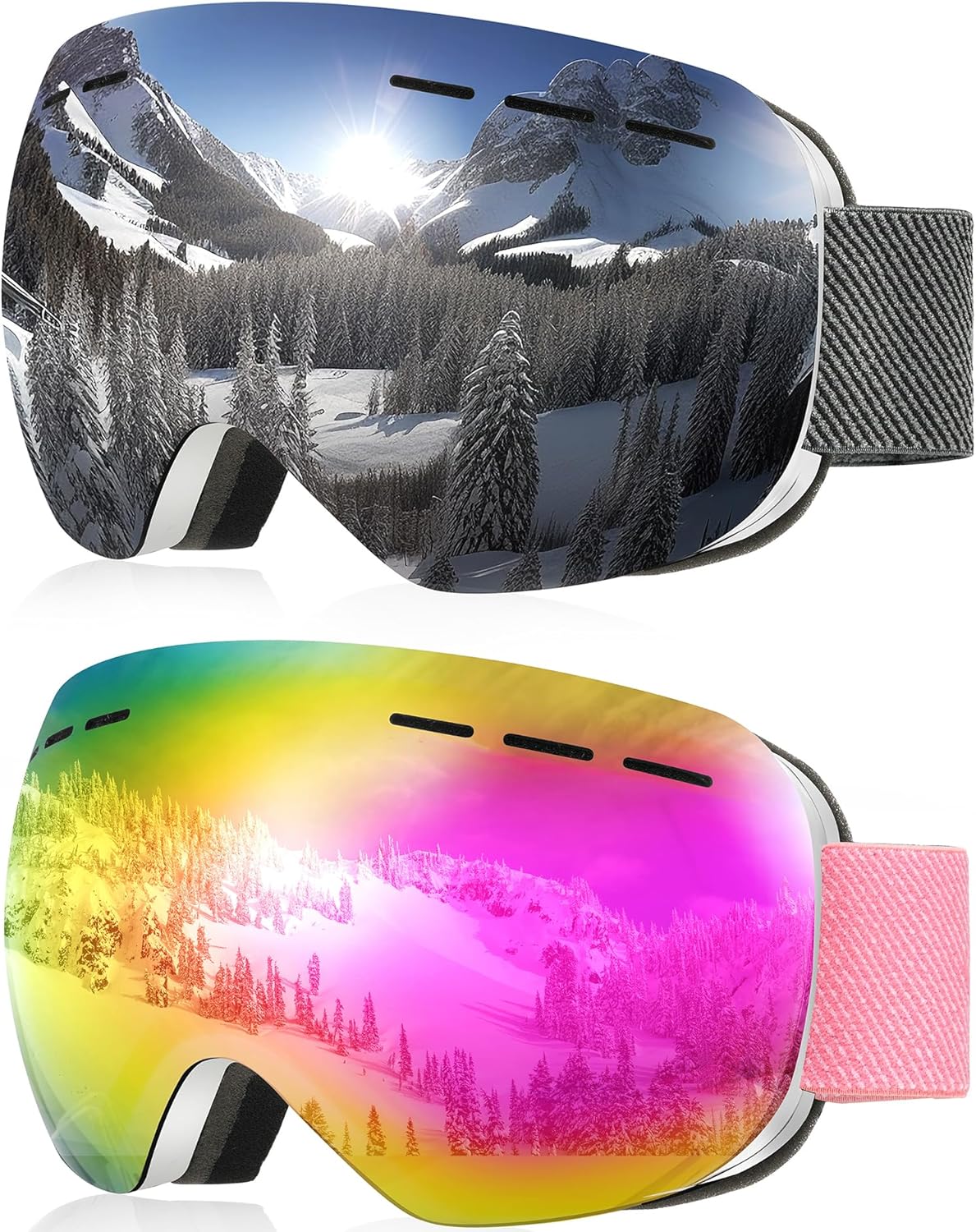 Anti-Fog Snow Goggles 2 Pack OTG UV Protection