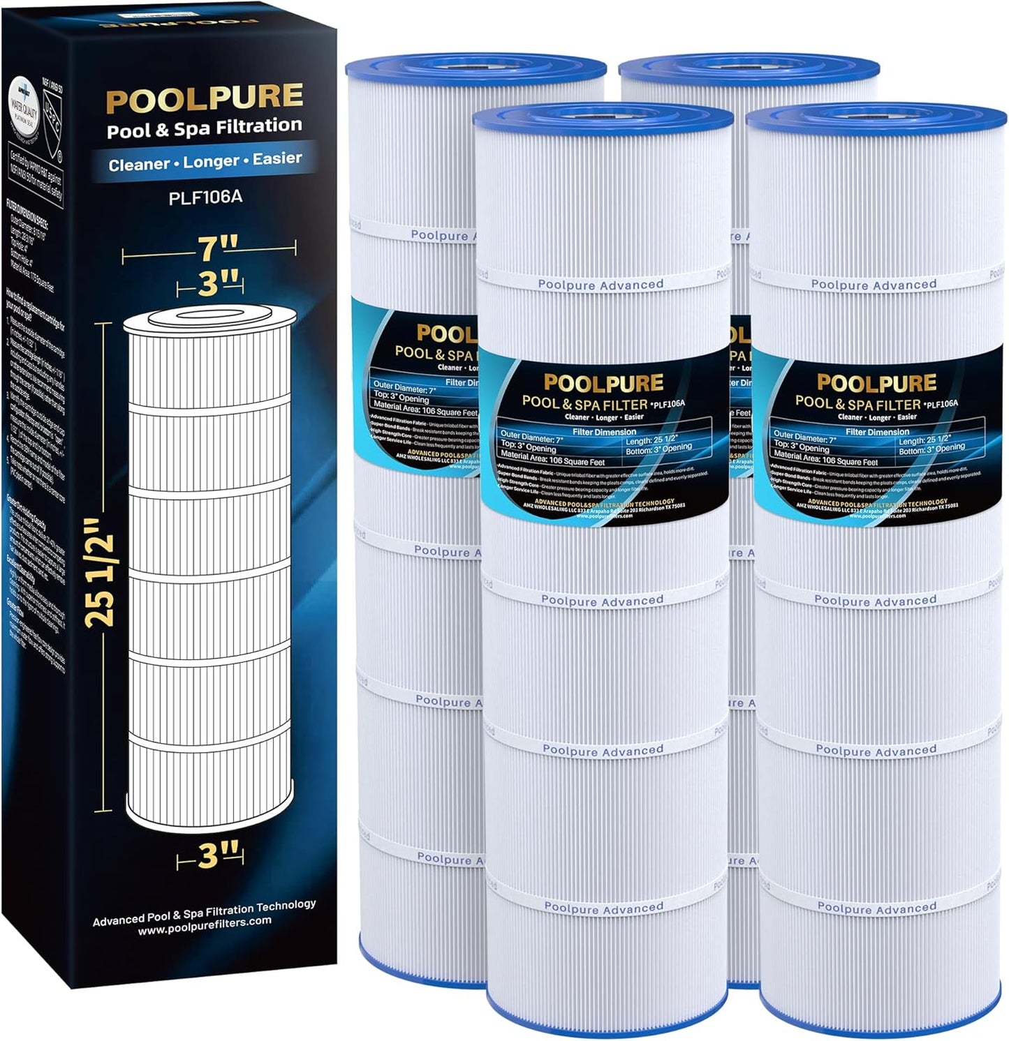 POOLPURE PLF106A Filter Cartridge for Clean Pool Water