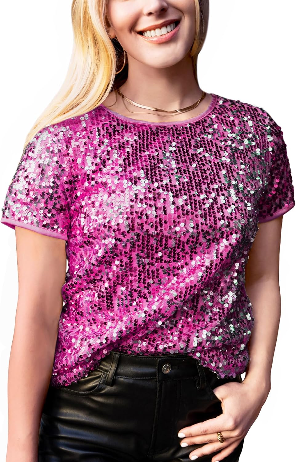 Sparkly Sequin Top for Women - Glitter Concert Party Blouse