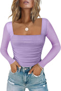 Chunpin Women's Mesh Square Neck Bodysuit - Flattering Everyday Fit