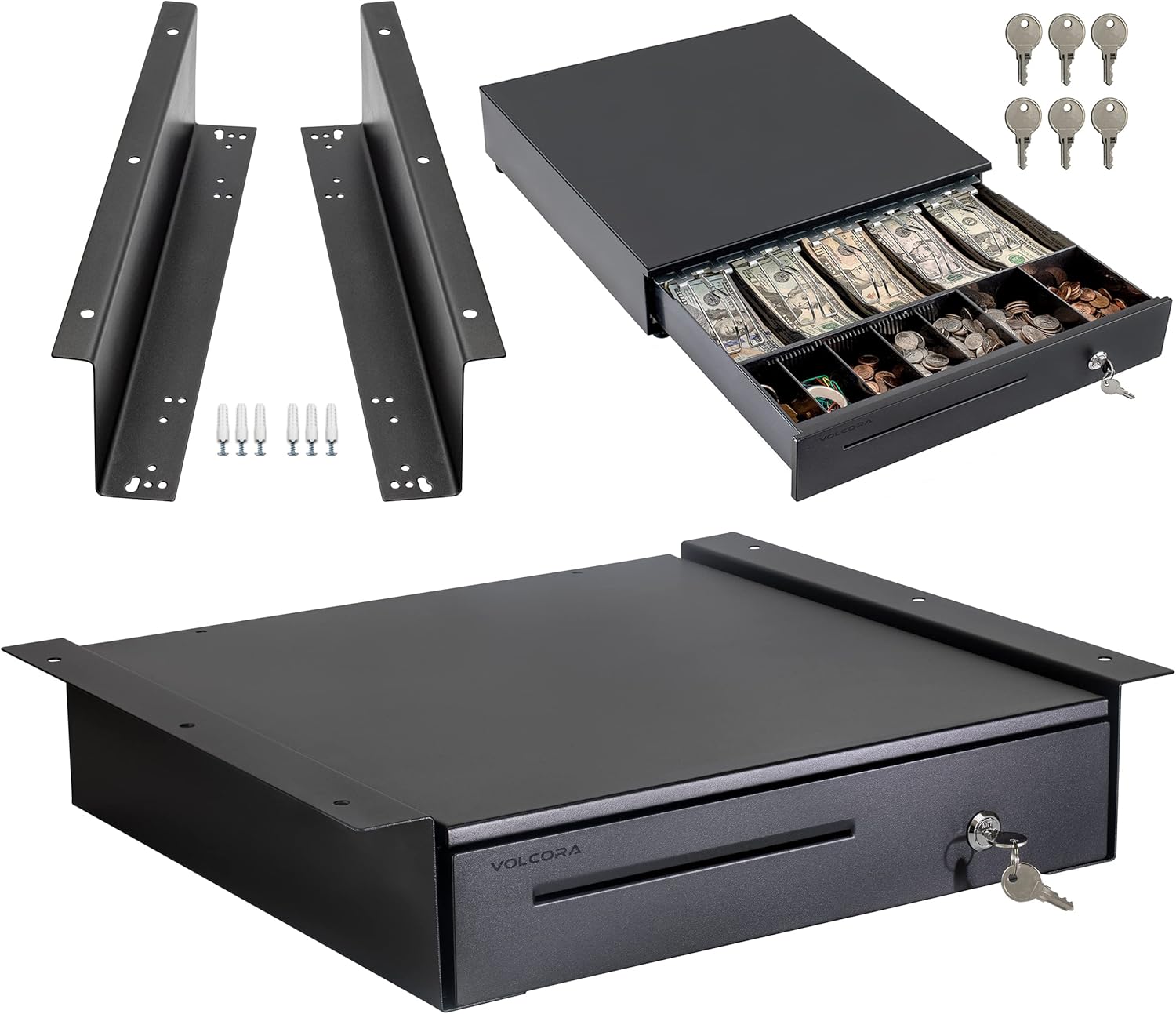 Volcora Cash Register Drawer - Durable 16in POS Cash Drawer