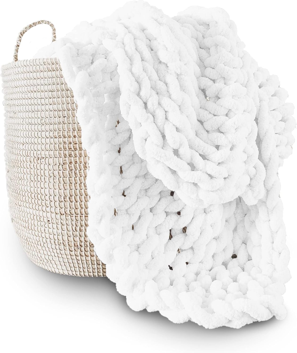 Adyrescia Chunky Knit Blanket Throw - Cozy Comfort in White