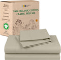 California King Organic Cotton Percale Sheets Set - Crisp, Breathable
