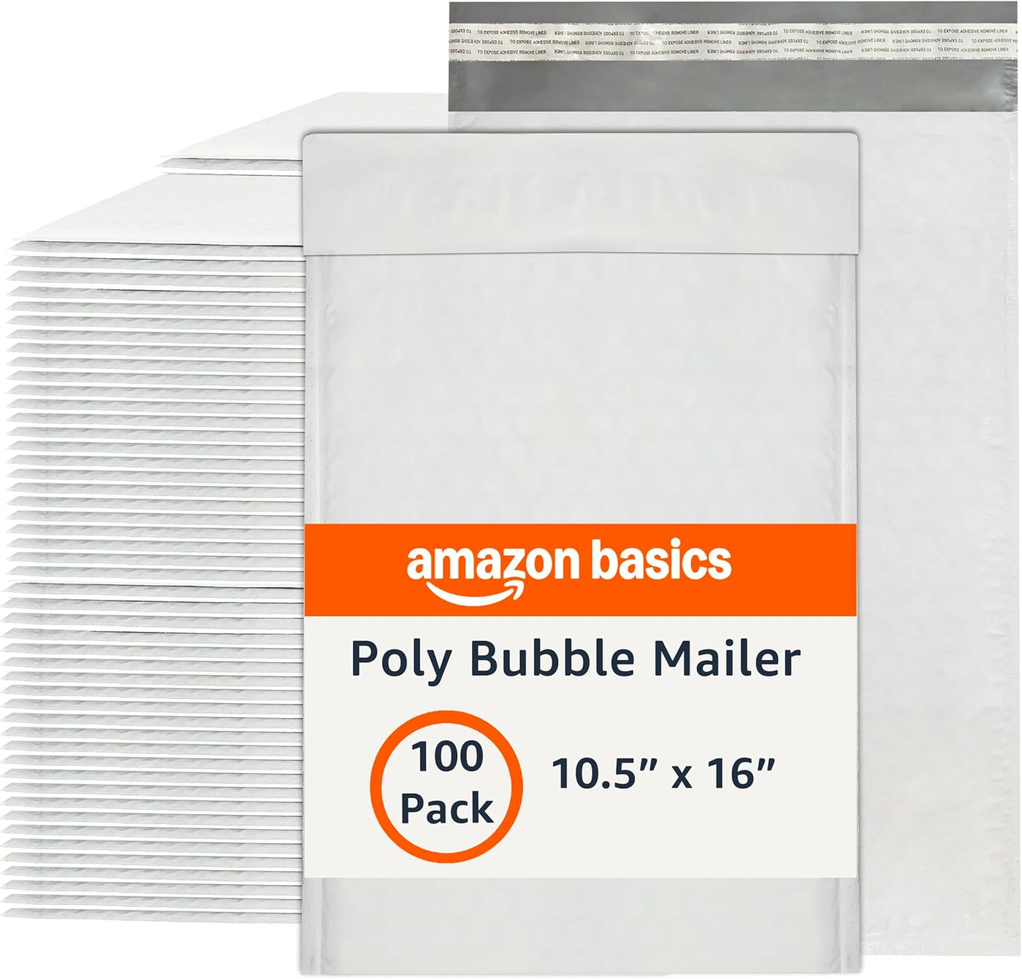 Basics Poly Bubble Self-Seal Mailer, 10.5in x 16in