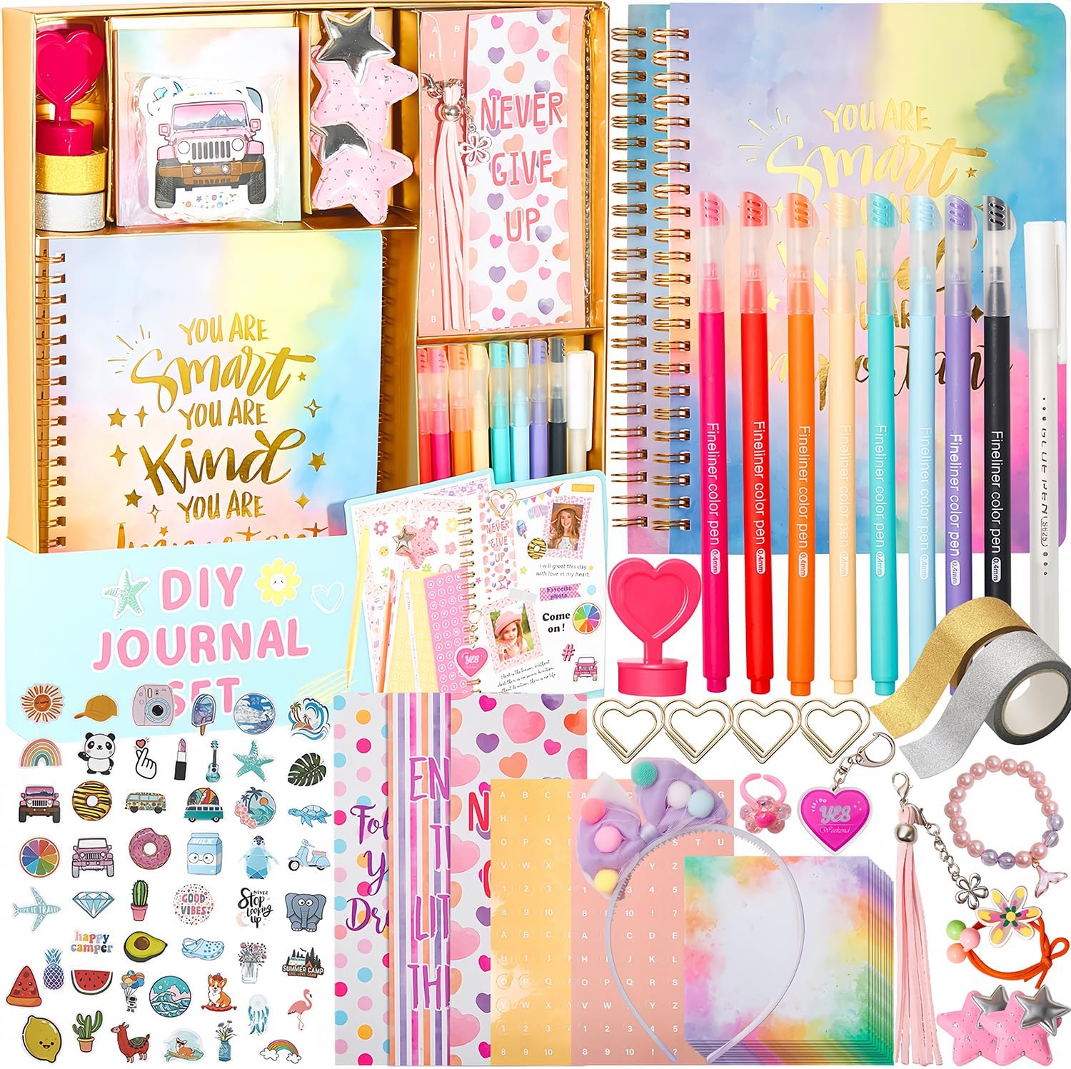54 Pcs Girls DIY Diary Set - Creative Stationery for Teen Girls