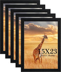 15x23 Picture Frame Set of 5 - Black Wooden Poster Frames for Wall
