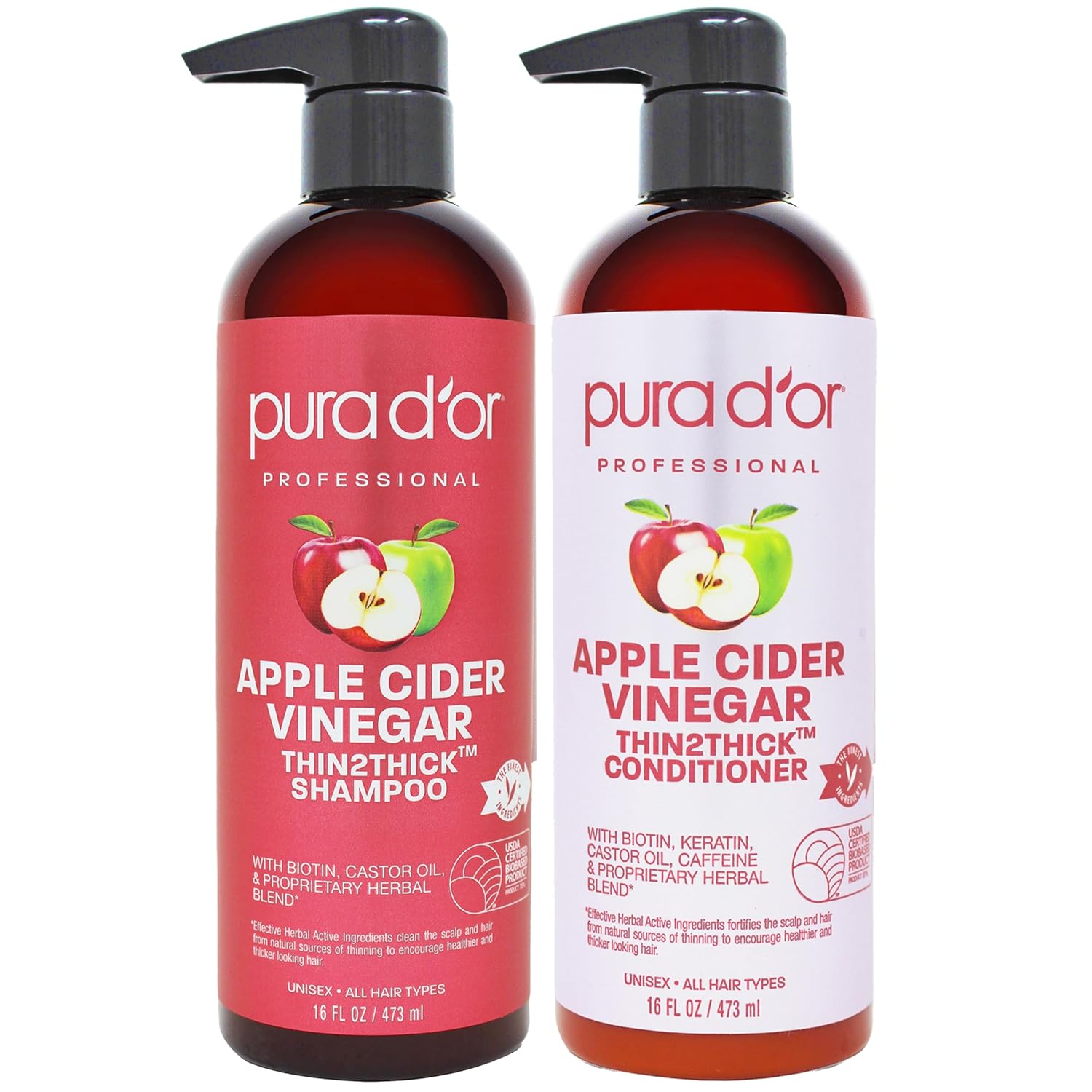 Apple Cider Vinegar Hair Regrowth Set - Thickens & Clarifies (PURA D'OR)