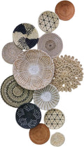Boho Wall Basket Decor Set - 13 Handmade Seagrass Woven Pieces