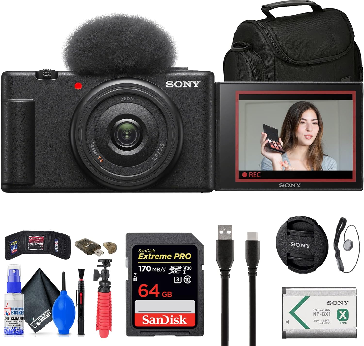 Sony ZV-1F Vlogging Camera Bundle with Essential Accessories