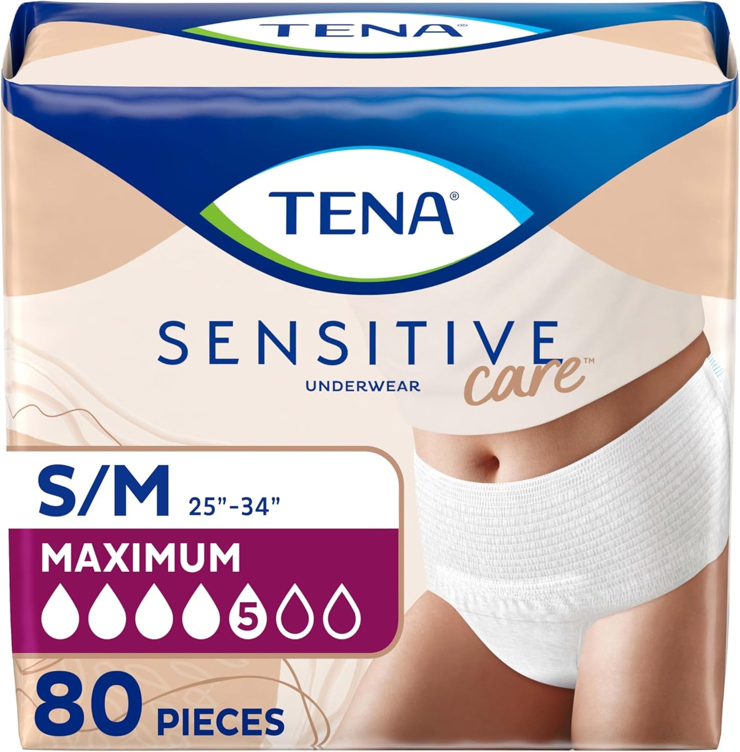 TENA Sensitive Care Adult Incontinence Underwear for Women, Maximum