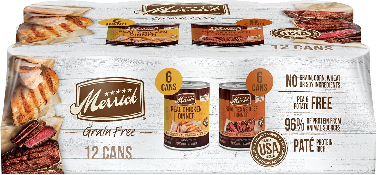Merrick Grain Free Canned Dog Food Variety Pack for Healthy Pets