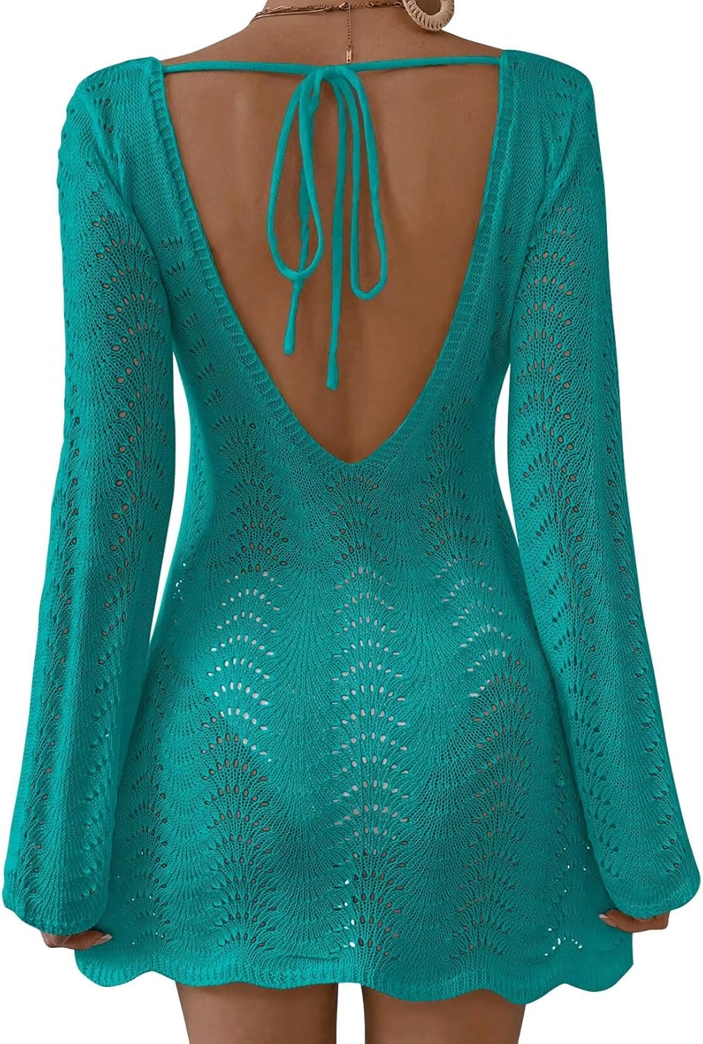 Womens Swimsuit Cover Up Long Sleeve Crochet Bathing Suit