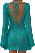 Womens Crochet Backless Swimsuit Cover Up Long Sleeve - 2025