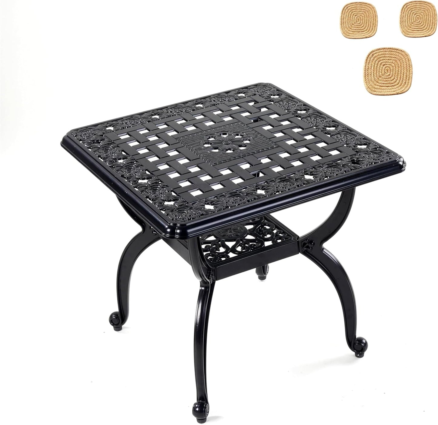 Mandolin Outdoor Patio Side Table - Rust Resistant Aluminum Design