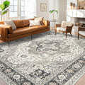 Washable Rugs 8x10 Area Rug Grey/Ivory - Low-Pile, Machine Washable