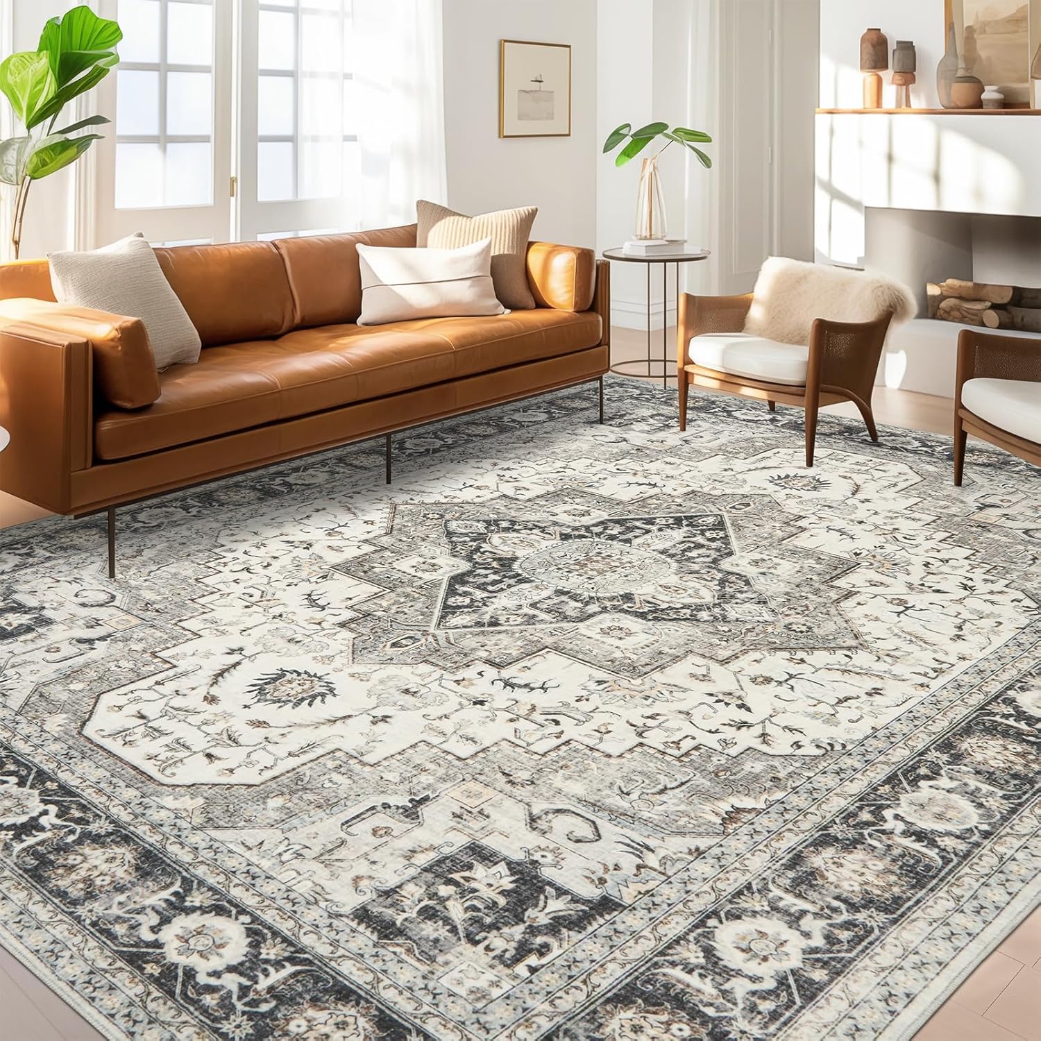Washable 8x10 Area Rugs for Living Room, Bedroom, Office