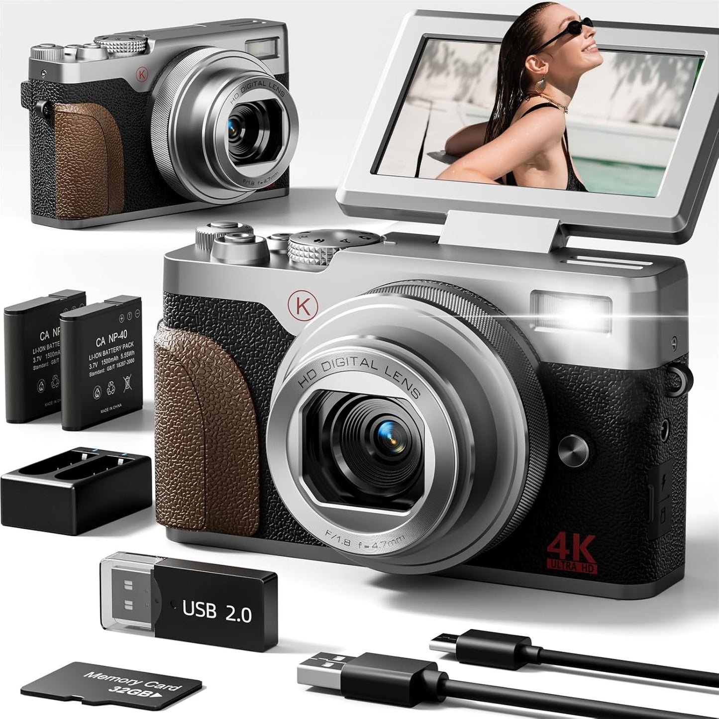 NBD 4K Digital Cameras for Photography with 18X Zoom Power