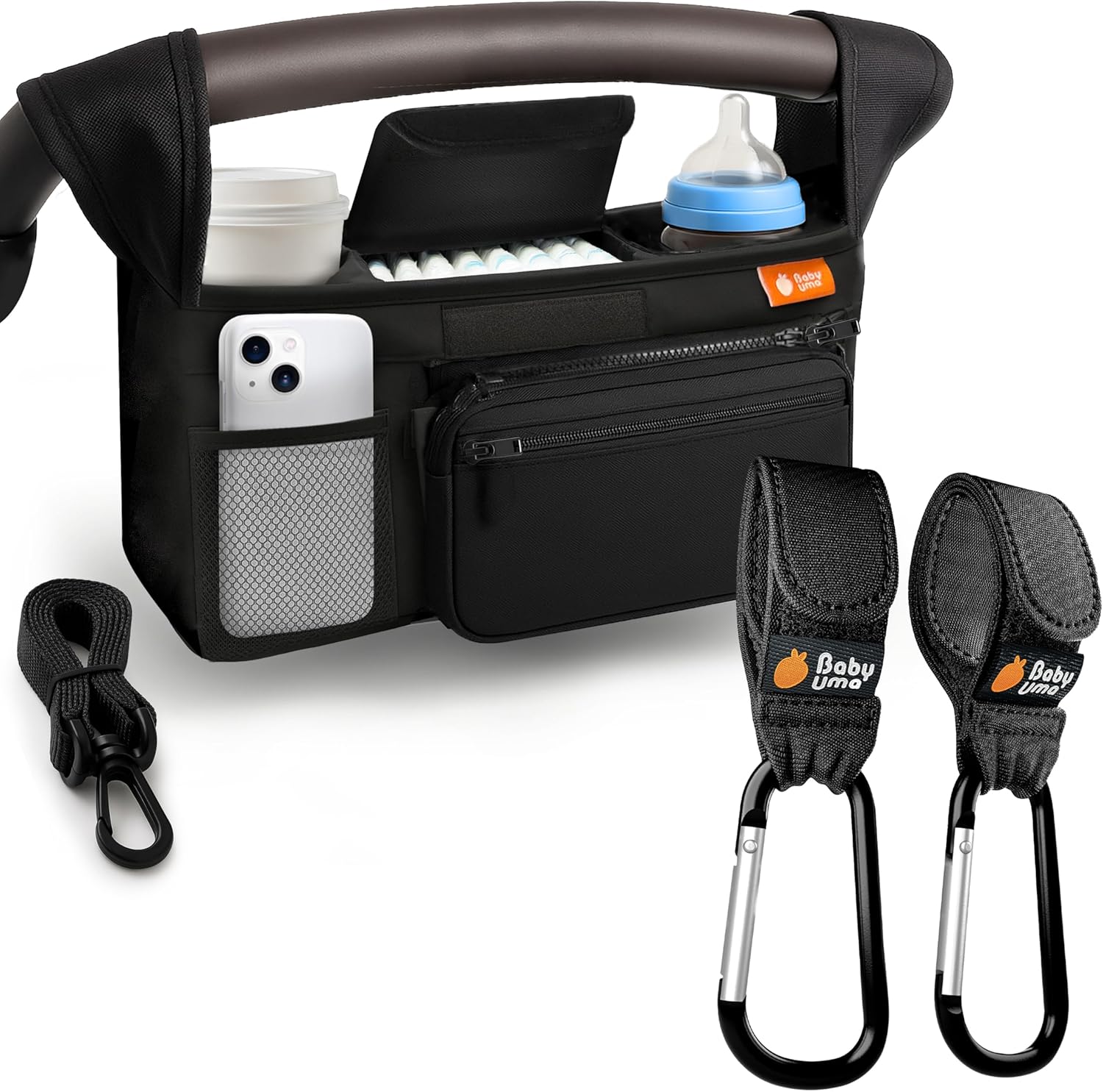 Universal Stroller Organizer Bag with Insulated Cup Holder & Hooks