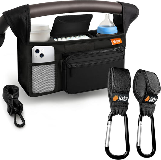 Universal Stroller Organizer Bag with Insulated Cup Holder & Hooks
