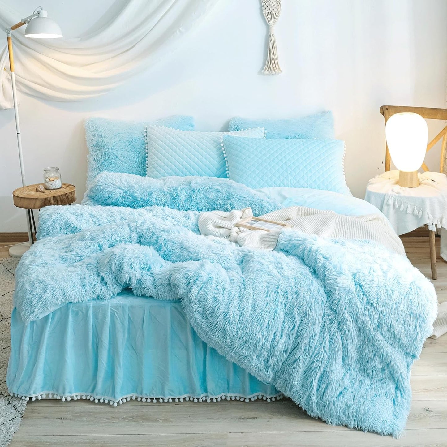 Plush Blue Comforter Cover Twin Set for Cozy Winter Nights