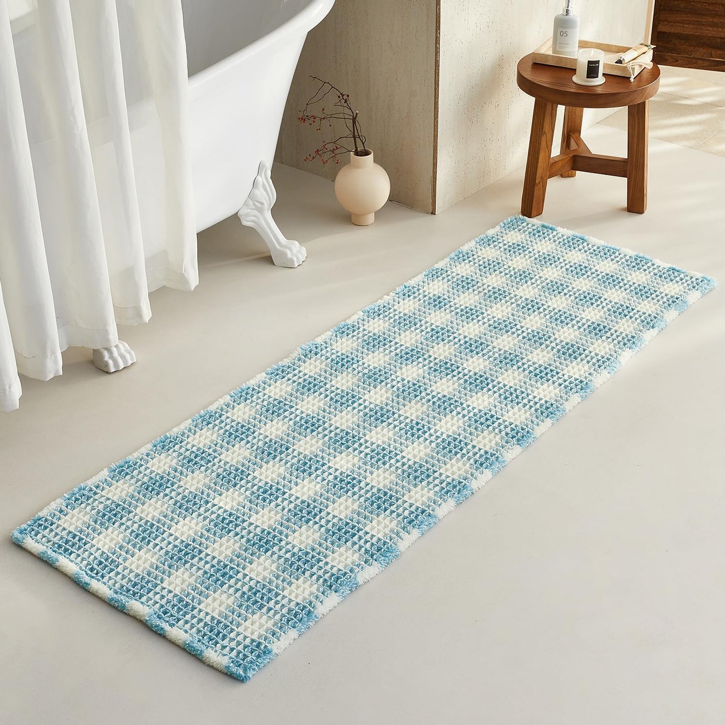 Waffle Runner Rug Bathroom Non Slip Washable Absorbent Mat