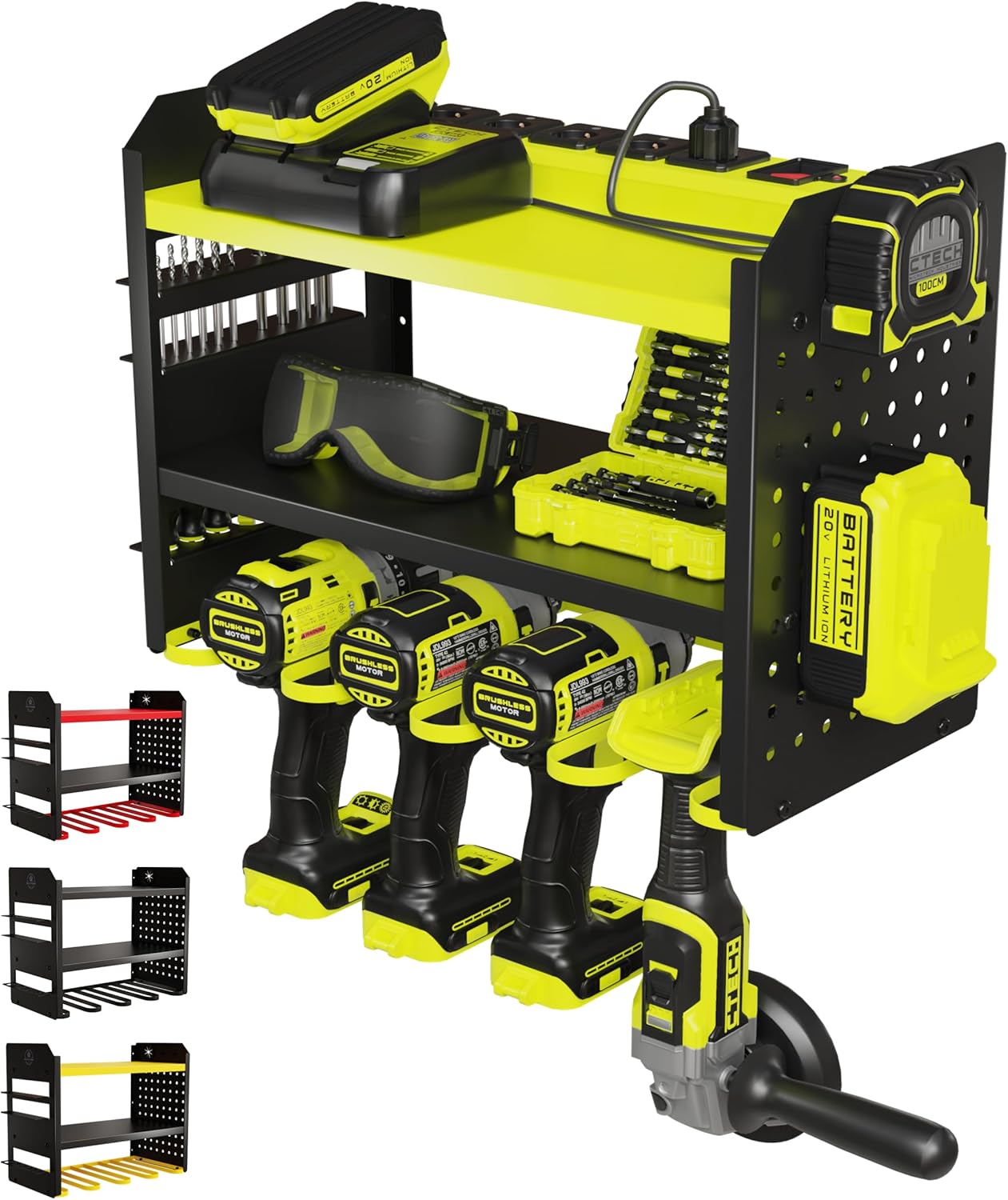 Heavy-Duty Metal Tool Storage Rack for Garage Organization