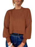 Womens Cropped Sweater Oversized Crewneck - Cozy Fall Staple Women's